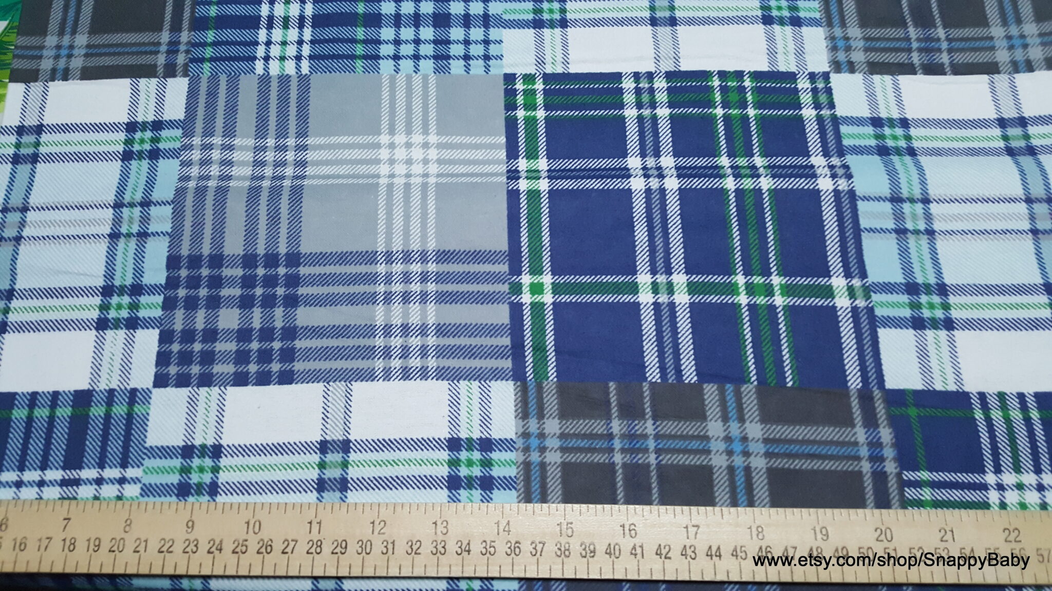 Flannel Fabric -Navy Gray Madras Plaid - By the yard - 100% Cotton ...