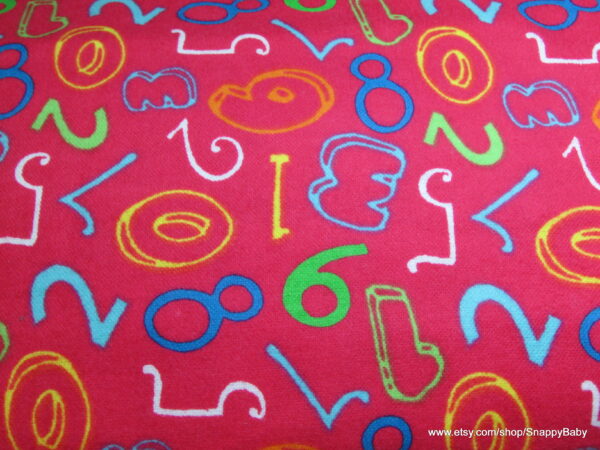 Numbers Pink Flannel Fabric