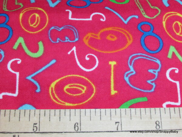 Numbers Pink Flannel Fabric