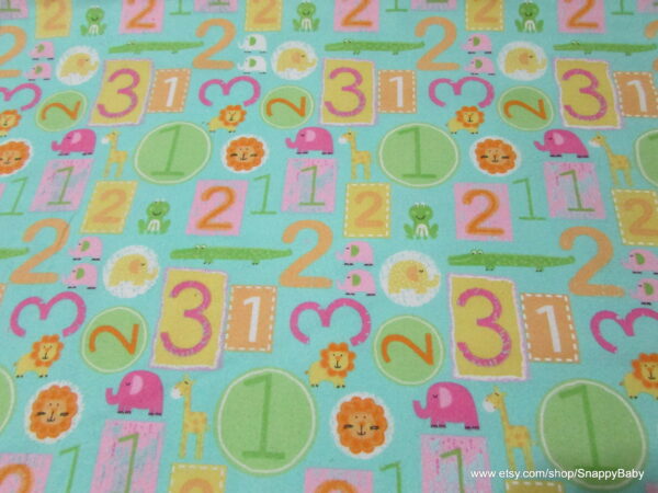 Numbers and Animals Flannel Fabric