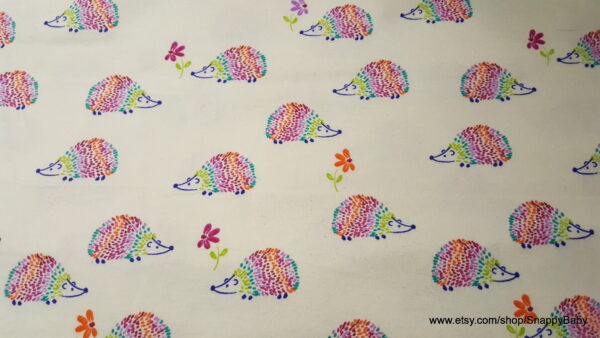 Rainbow Hedgehogs on Cream Flannel