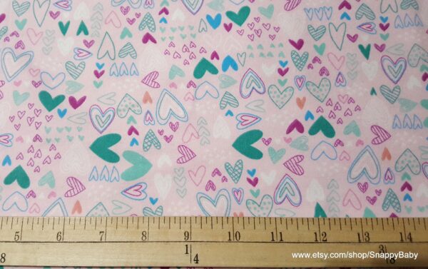 Scribbled Hearts Light Pink Flannel