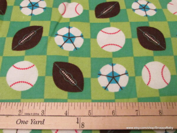 Sports Block Green Flannel Fabric