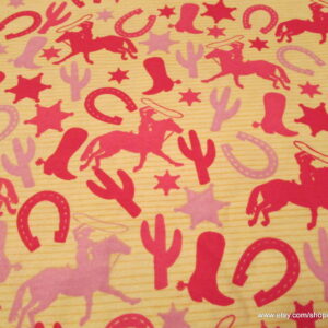 Tossed Cowgirl Pink Flannel Fabric