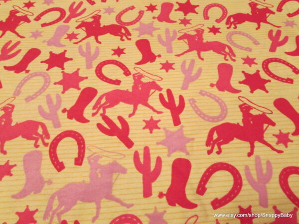 Tossed Cowgirl Pink Flannel Fabric