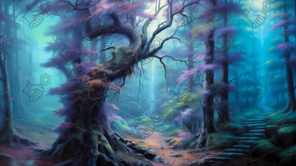 Fantasy Trees in Forest on Merchlet Digital Wallpaper